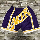 Lakers Purple Black Big Face With Pocket Swingman Shorts,baseball caps,new era cap wholesale,wholesale hats